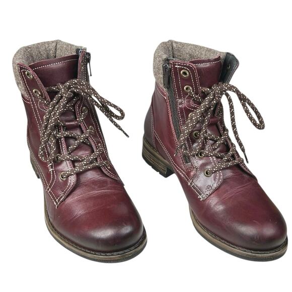 Taos Women’s Cutie Red Leather Side Zip Ankle Boot Size US 5.5 - Picture 5 of 11